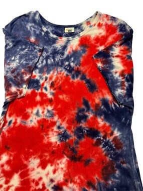 LuLaRoe Maria Maxi Dress 2XL Red White Blue Tie Dye Patriotic USA Boho